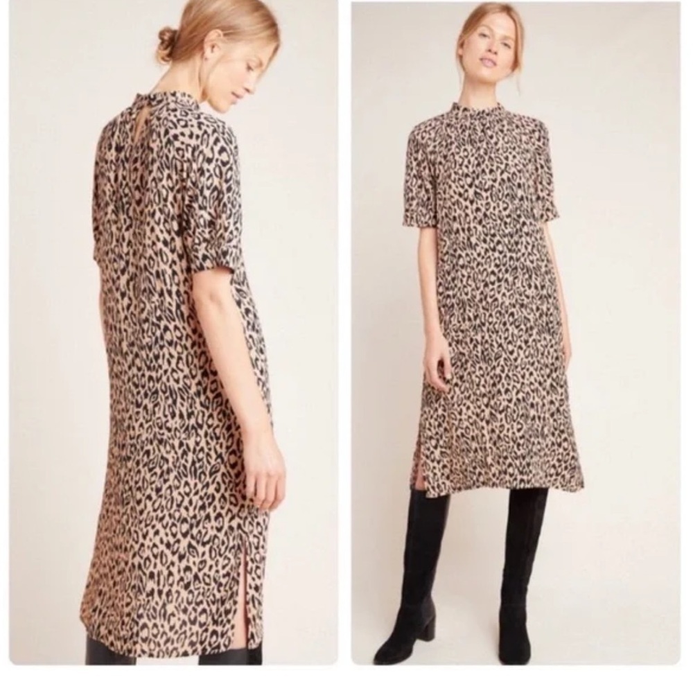 Anthropologie Mackenzie Mock Neck Tunic Puff Sleeve Midi Dress XS